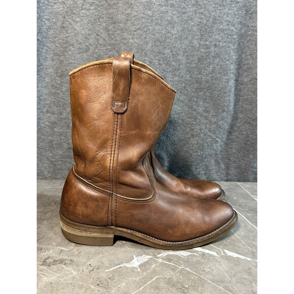 VTG Red Wing Pecos Western Work Boots  Mens 11.5 B Brown Leather Pull On USA main image 7